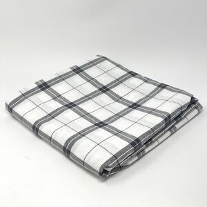 Ralph Lauren Woven Plaid Shower Curtain Charcoal Gray White Cotton Blend 70X72